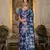 navy blue chinon digital print with mirror saree with blouse