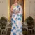 blue chinon digital print with mirror saree with blouse