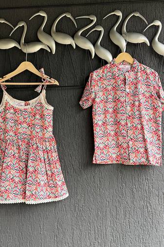 Multicolor printed cotton dress