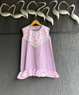 Purple printed cotton dress 1