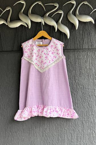 Purple printed cotton dress