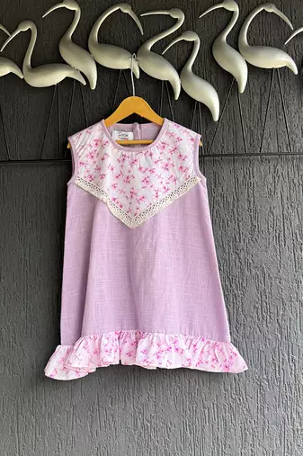 Purple printed cotton dress