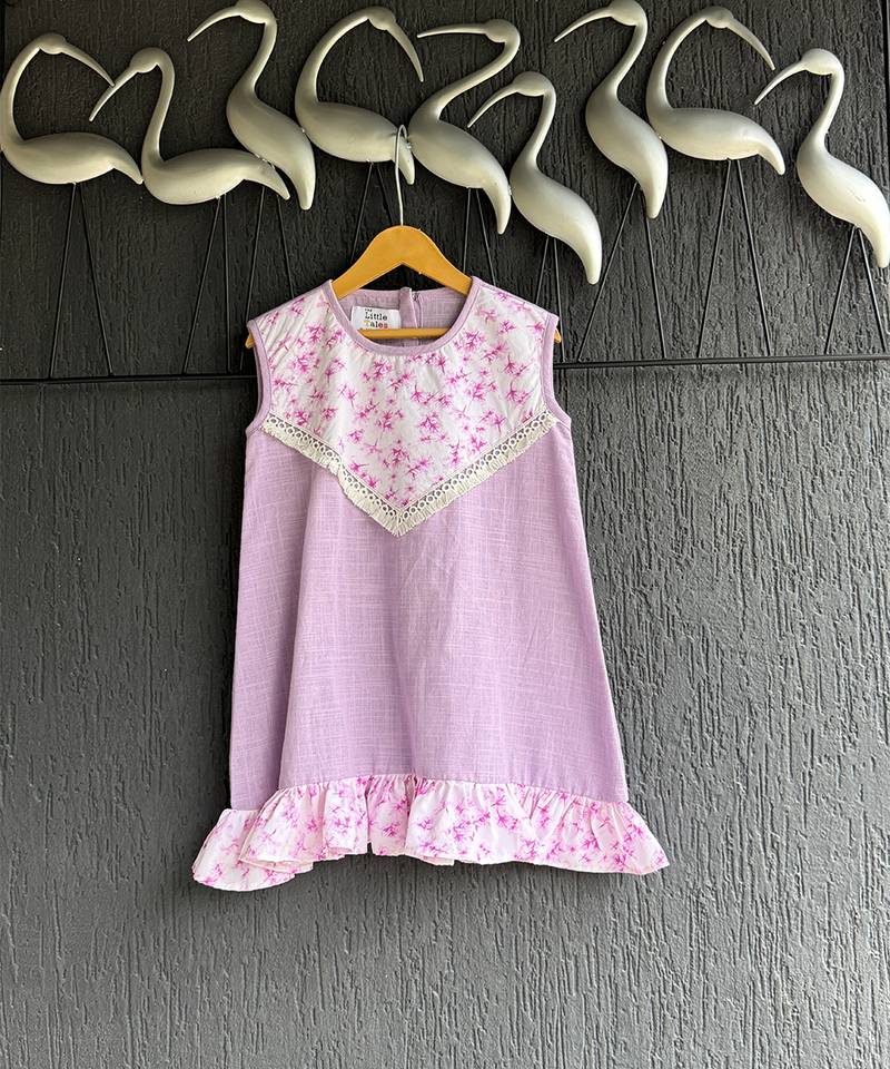 Purple printed cotton dress