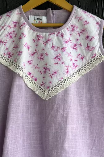 Purple printed cotton dress