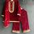 Red embroidered velvet kurta set