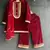 Red embroidered velvet kurta set