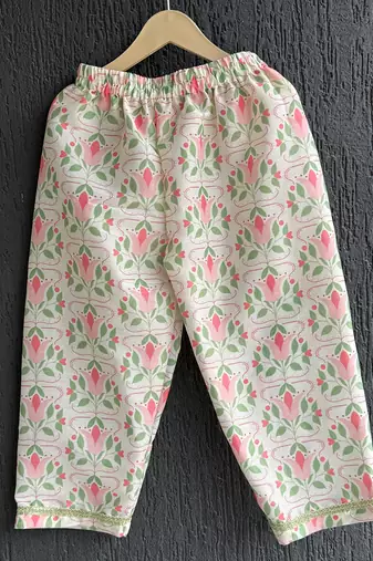 Peach embroidered cotton kurta set