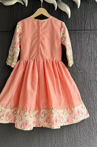 Peach embroidered cotton kurta set