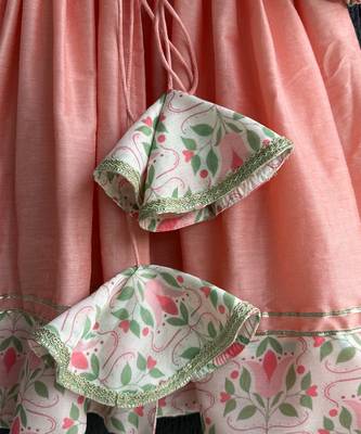 Peach embroidered cotton kurta set 4