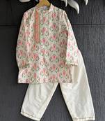 Multicolor printed cotton kurta pyjama