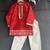 Red printed cotton kurta pyjama