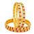 Gold plated set of 4 traditional red stone moti bangles