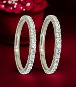 Rhodium plated set of 2 princess cut american diamond bangles