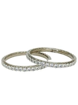 Rhodium plated set of 2 princess cut american diamond bangles 3