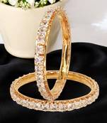 Gold plated set of 2 princess cut american diamond bangles