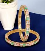 Rose gold plated set of 2 american diamond bangle set