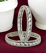 Set of 2 rhodium plated american diamond bangles