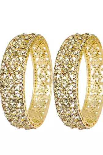 Set of 2 gold plated cubic zircon stylish bangles