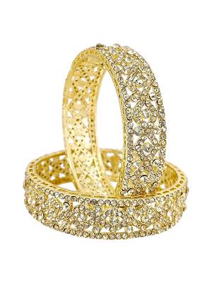 Set of 2 gold plated cubic zircon stylish bangles 3