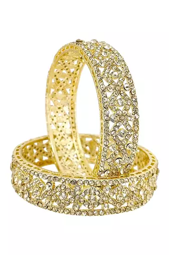 Set of 2 gold plated cubic zircon stylish bangles