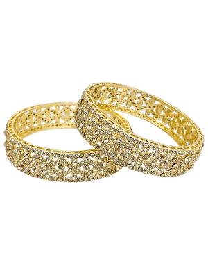 Set of 2 gold plated cubic zircon stylish bangles 4