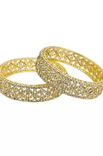 Set of 2 gold plated cubic zircon stylish bangles