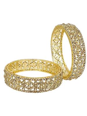 Set of 2 gold plated cubic zircon stylish bangles 5