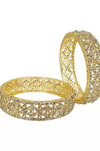 Set of 2 gold plated cubic zircon stylish bangles