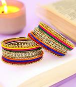 Set of 22 multicolor velvet cz bangle set chuda