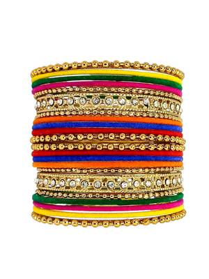 Set of 22 multicolor velvet cz bangle set chuda 2