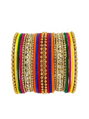 Set of 22 multicolor velvet cz bangle set chuda 3