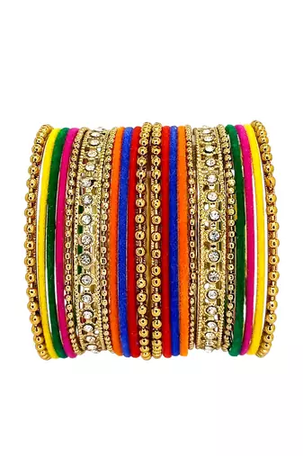 Set of 22 multicolor velvet cz bangle set chuda