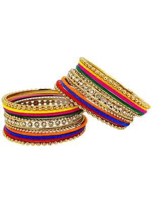 Set of 22 multicolor velvet cz bangle set chuda 4