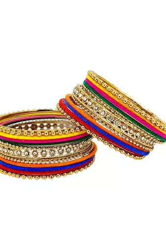 Set of 22 multicolor velvet cz bangle set chuda