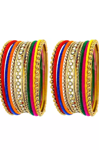 Set of 22 multicolor velvet cz bangle set chuda