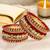 Set of 10 gold plated rose red velvet silk thread chuda set
