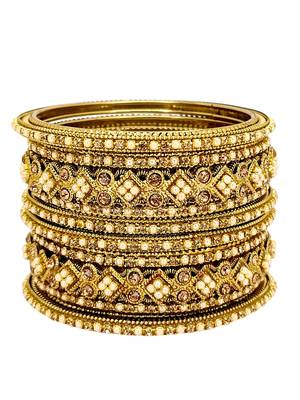 Set of 6 antique gold plated beads embellished chuda set 2