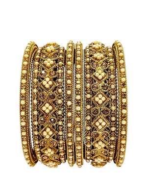Set of 6 antique gold plated beads embellished chuda set 3