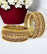Antique gold plated set of 10 stone bangle set