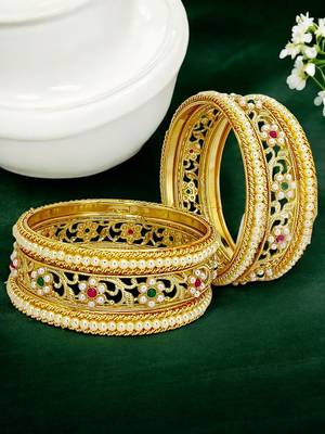 Set of 6 gold plated floral design bridal chuda set 1