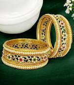 Set of 6 gold plated floral design bridal chuda set