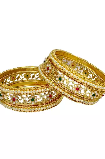 Set of 6 gold plated floral design bridal chuda set