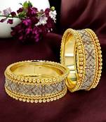 Set of 6 foil sparkle gold plated cz chuda bangle set