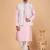 Cream art silk 3 piece kurta jacket set for men