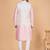 Cream art silk 3 piece kurta jacket set for men