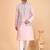 Pink art silk 3 piece kurta jacket set for men