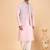 Pink art silk 3 piece kurta jacket set for men