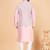 Pink art silk 3 piece kurta jacket set for men