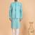 Green art silk 3 piece kurta jacket set for men