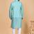 Green art silk 3 piece kurta jacket set for men